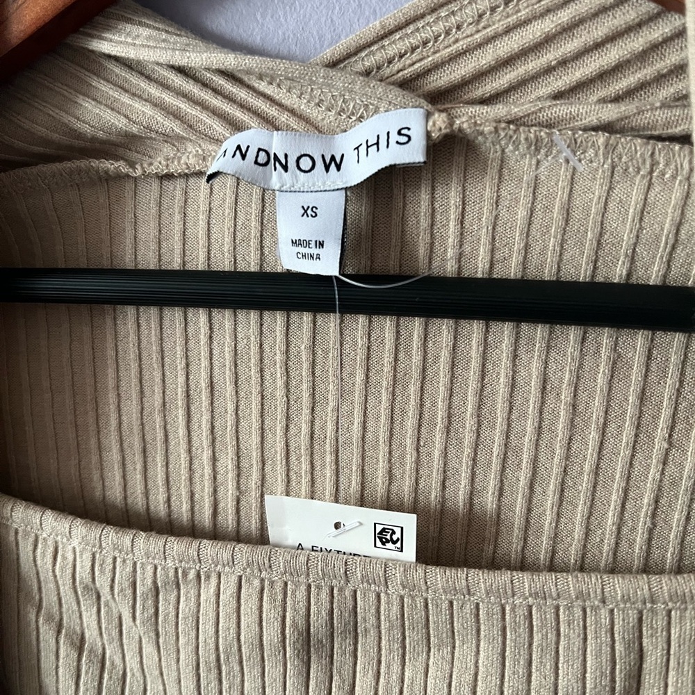 NWT Beige Ribbed Long Sleeve Top - Picture 2 of 5